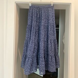Aerie Blue Leopard Boho Peasant Skirt